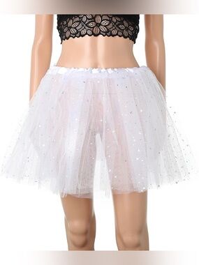 Amazon White Tulle Ballet Tutu with Metallic Star Accents